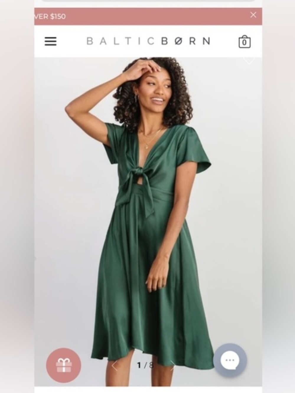 Baltic Born Forest Green Midi Dress with Front Tie